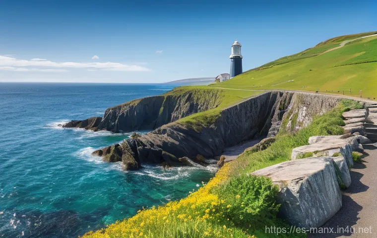 맨섬 관광 정책 업데이트 - **Prompt: "A majestic, weathered Peel Castle on the Isle of Man, dramatically positioned atop a rugg...