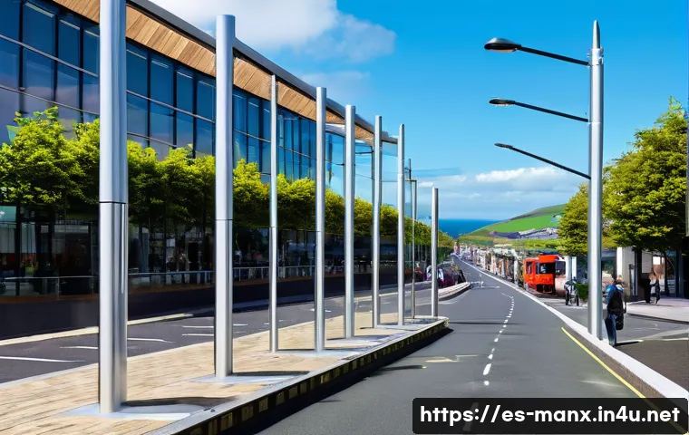 맨섬 미래 전망 - A vibrant digital infrastructure scene on the Isle of Man, showcasing advanced high-speed internet n...